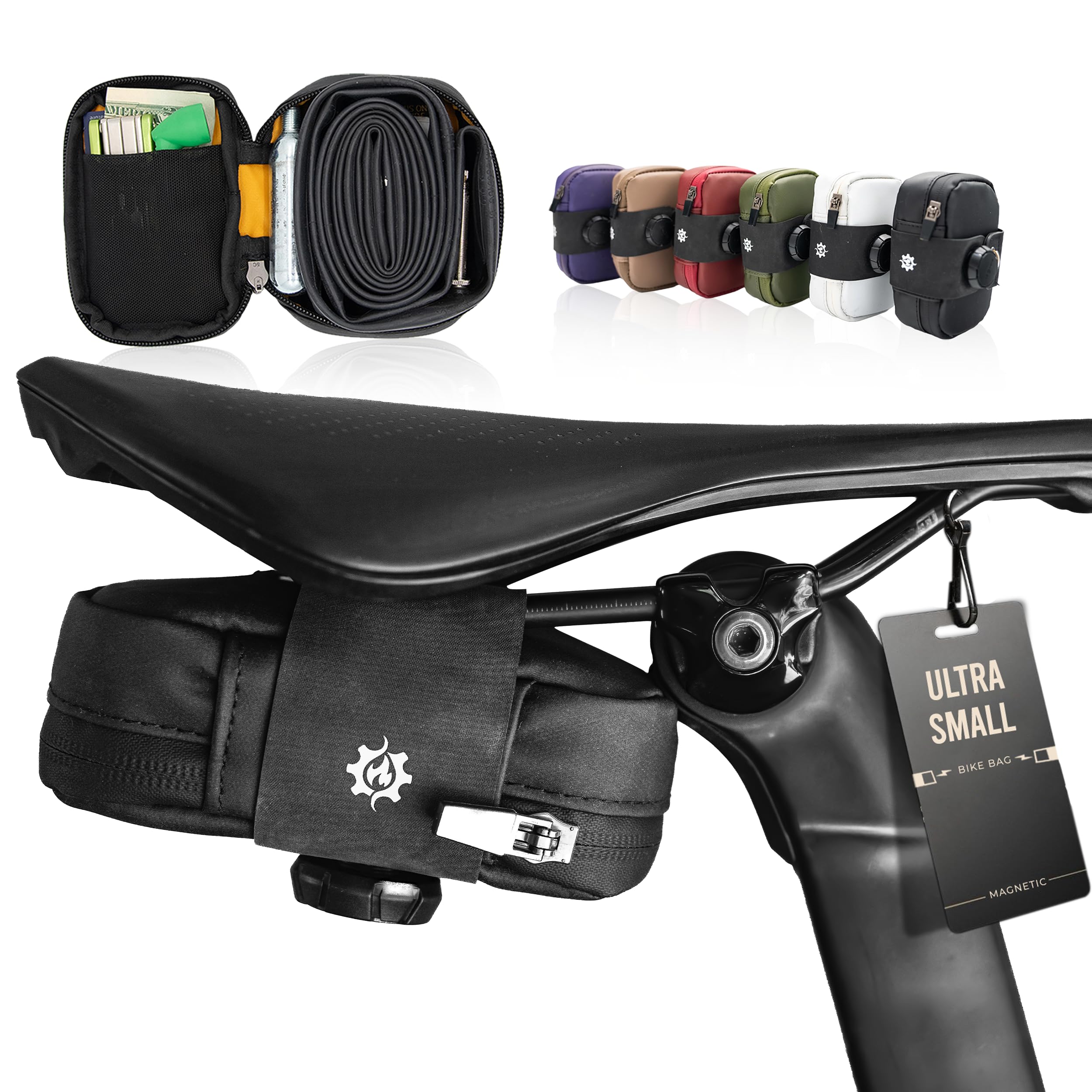 Lumiere & Co. Falcon Magnetic Saddle Bag – 0.37L | 5"x 3"x 1.5" | Sleek Minimalist Design, Fast Magnetic Buckle Attachment | Cycling Bike Bag (Black, Small) — image 1