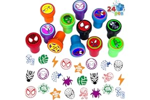 EAZYCO 24 Pcs Spidey and His Amazing Friends Themed Stampers for Kids, Spidey Birthday Party Supplies Favors, Classroom Rewards Prizes, Goody Bag Treat Bag Stuff for Spidey Birthday Party Gifts