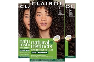 Clairol Natural Instincts Demi-Permanent Hair Dye, 4 Dark Brown Hair Color, Pack of 3