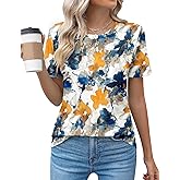 Kistore Womens Casual Crew Neck Short Sleeve Pleated Tops Blouses Fashion Clothes 2026