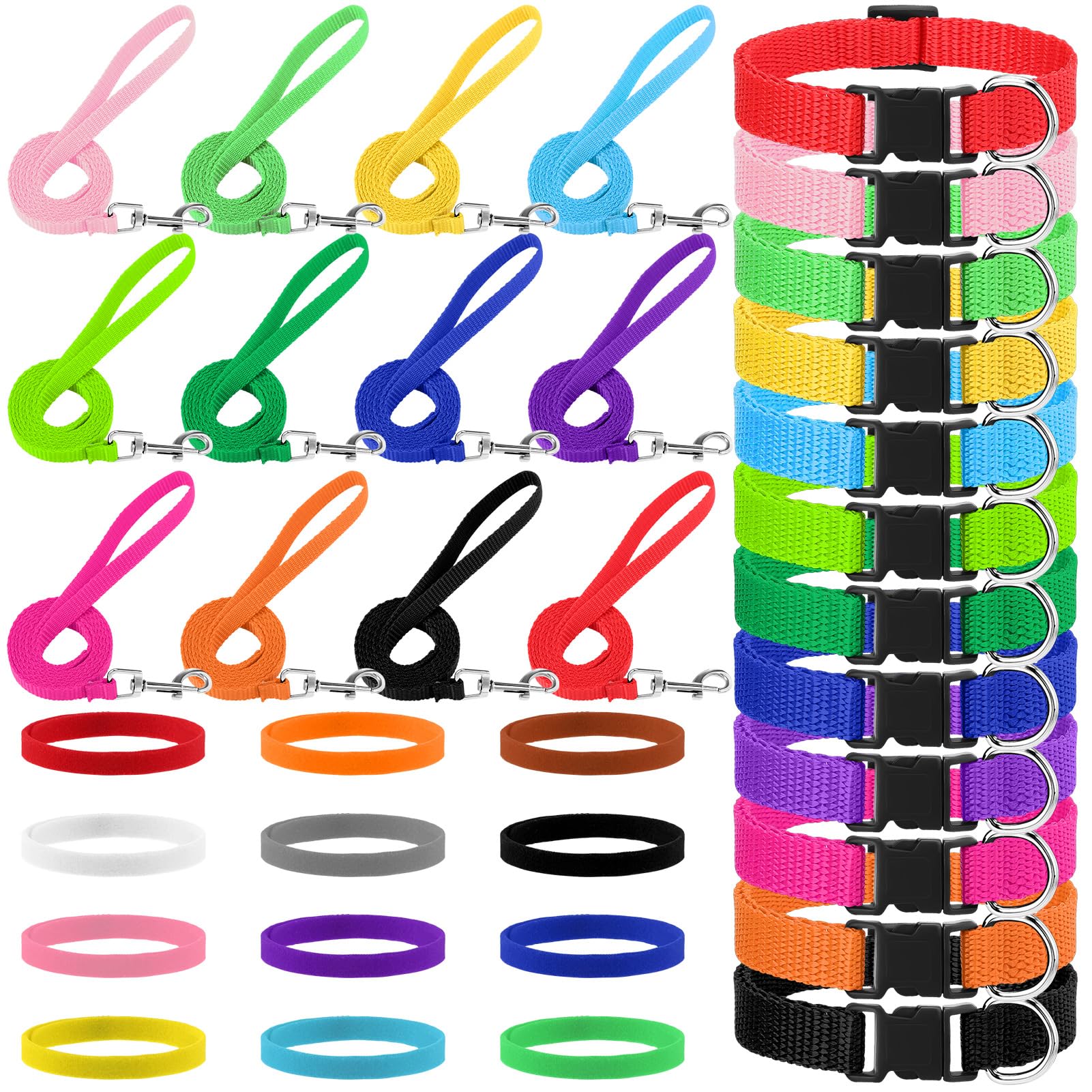 Photo 1 of GGSTDDUP 36 Pcs Puppy Collar and Leash Set, Adjustable Colorful Dog Collar and Leash Quick Release Clip Buckle Puppy Collars Whelping Collar for Small Medium Dogs Walking Training