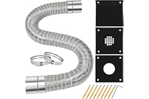 VICAMB Pellet Stove Vent Pipe Kit, Pellet Stove Fresh Airs Intake Kit, Pellet Stove Exhaust Pipe Kit Includes 2"x59" Aluminum Flexible Pipe, Protective Screen and 2 Screw Clamps