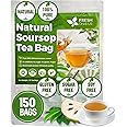 FreshDrinkUS, 150 Premium Soursop Graviola Leaf Tea Bags, 100% Natural and Pure from Soursop Leaves, Handmade, Made With Natural Materials-Corn Fiber Tea Bag, Sugar/Caffeine/Gluten Free, Hoja Guanabana Tea (Soursop, 150 Count (Pack Of 1))