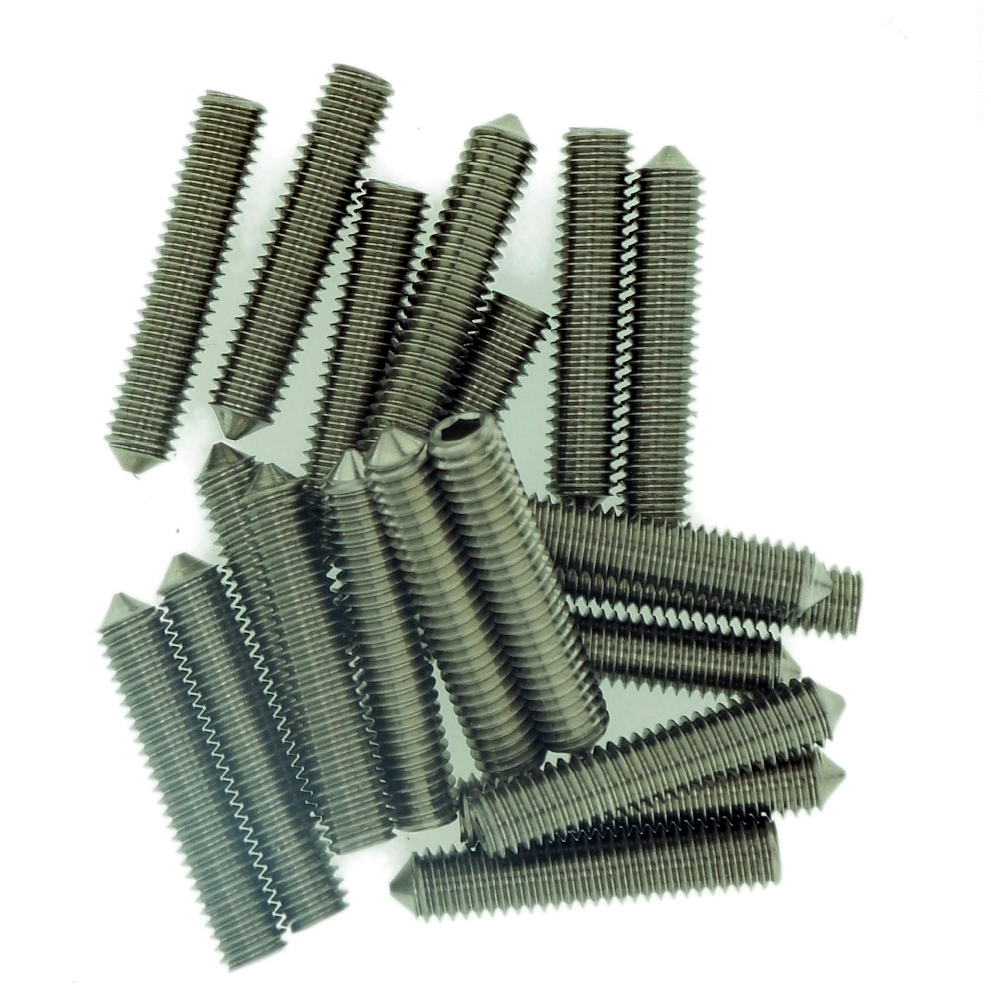 M2 (2mm x 10mm) Hex Socket Grub Screw (Cone Point) - Stainless Steel (A2) (Pack of 20)