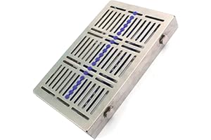 VISION TEK MED Turn Button 20 Dental Sterilization Cassette & Caddies Blue Silicone Rack Surgical Instruments Holder Tray Stand Autoclavable Detachable Box Double Botton Type for Dental Clinic Tool
