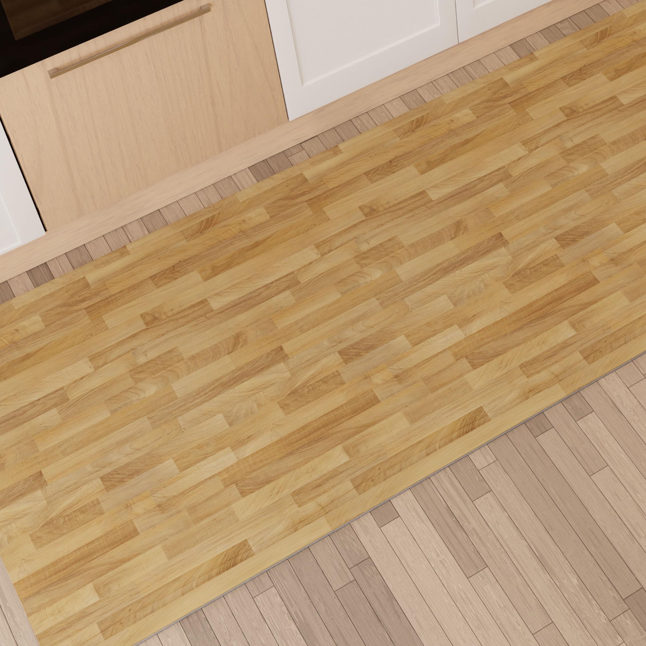 PETTI Artigiani Italiani - Kitchen Rug, Non Slip Washable Kitchen Rug, Kitchen Runner Rug, Kitchen Runner Rug, 52 x 240 cm, Parquet Design 02, 100% Made in Italy