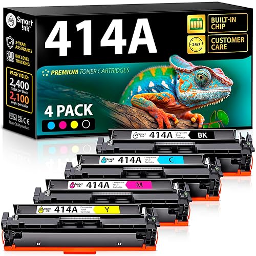 Smart Ink Compatible 414A Toner Cartridges 4 Pack (with Chip) Replacement for HP 414A HP 414X Toner to use with Color Laserjet Pro MFP M479fdw M454dw M479fdn M454dn ( Black Cyan Magenta Yellow )