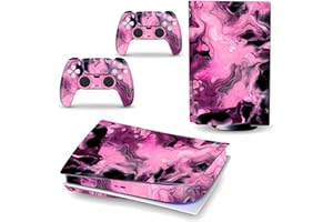 GENERIC PS-5 Skin Stickers Controller Console Panels Decal Cover PInk 5 Station Play Disc Edition Version Accessories Decor Vinyl Wrap Bubble-Free & Easy to Apply