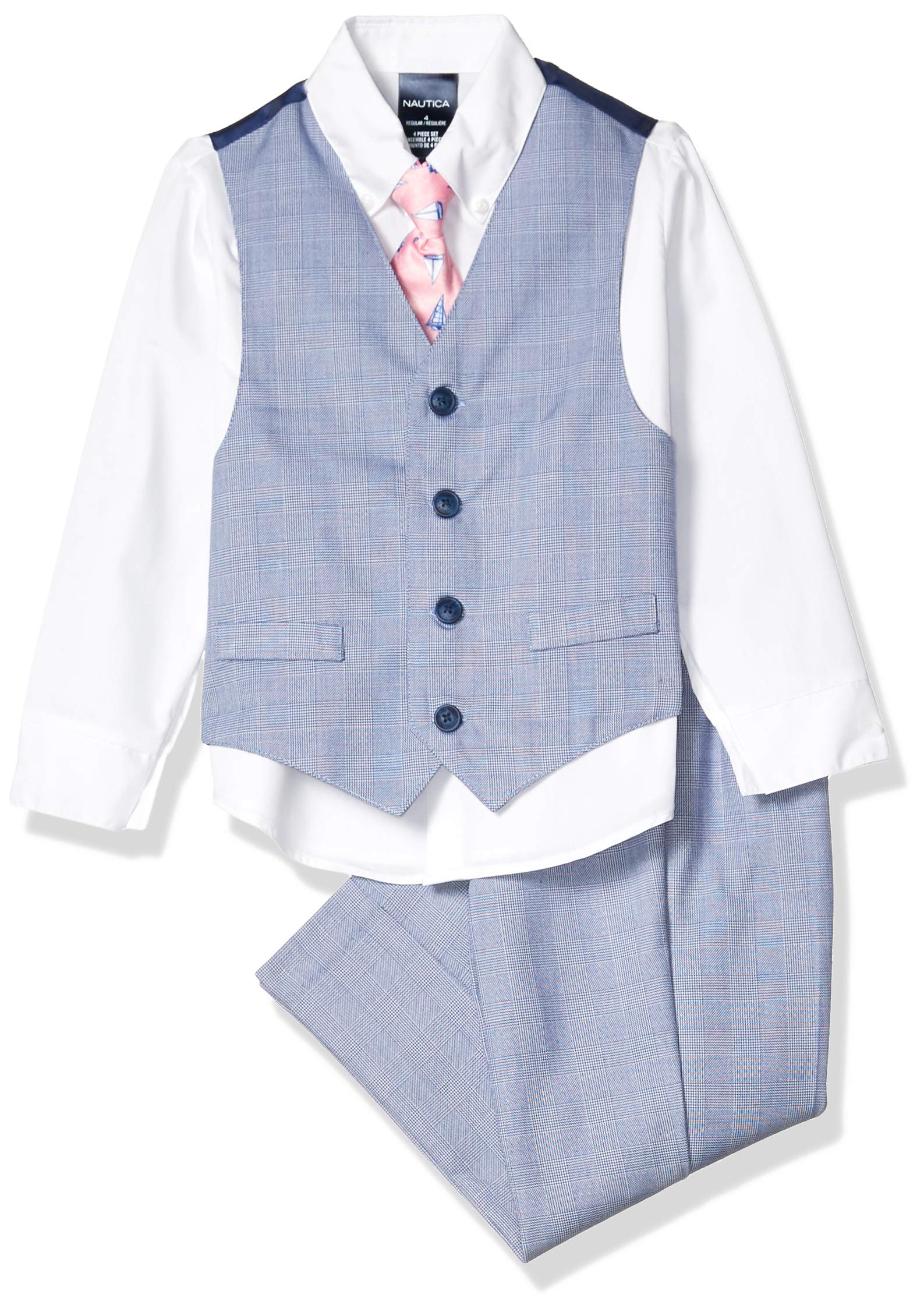 Nautica Boys' 4Piece Vest Set with Dress Shirt, Tie, Vest, and Pants