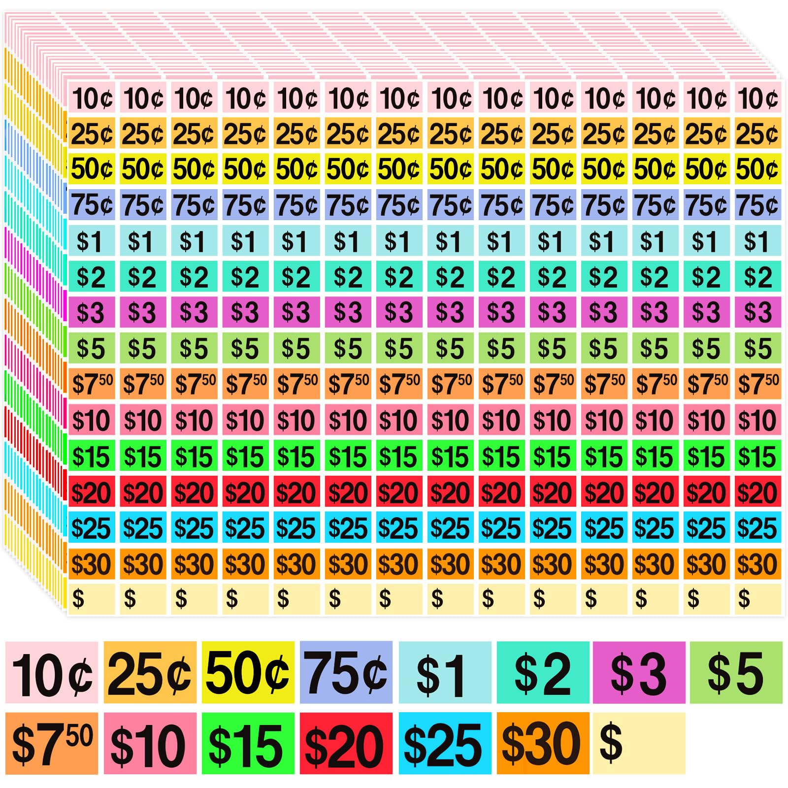 Photo 1 of 5460 Pcs Garage Sale Stickers, 1/2" X 3/4" Yard Sale Price Tags Stickers Rectangle Preprinted Price Labels 