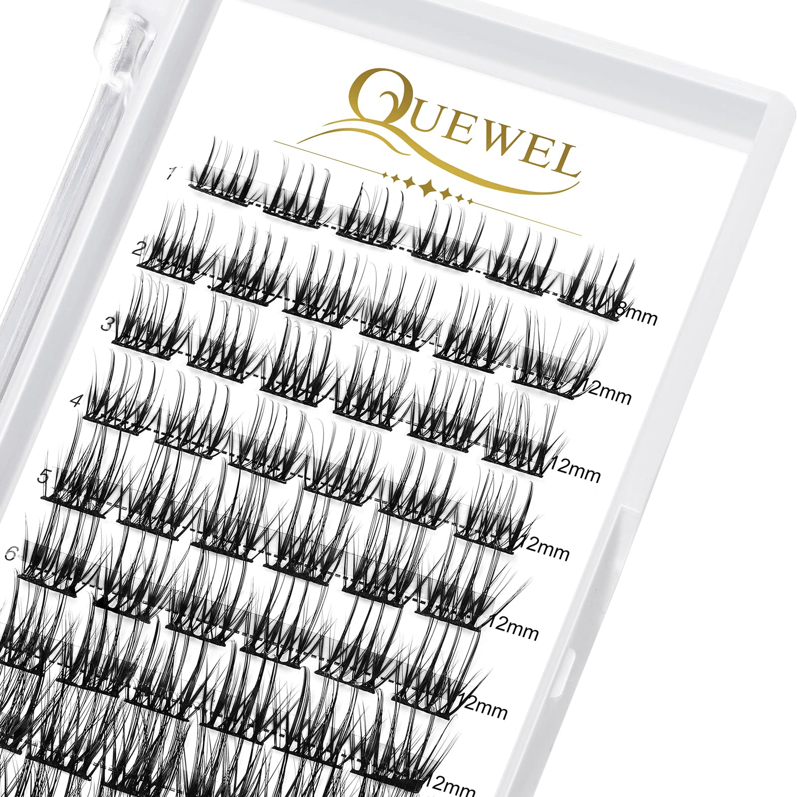 Cluster Lashes QUEWEL 72 Pcs DIY Cluster Eyelash Extension, Soft Individual Eyelashes D Curl Eyelash Clusters MIX8-16mm Length Lightweight For Personal Makeup Use At Home(QU15-D-MIX8-16) — image 1