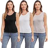 Silicherry 3 Pcs Womens Thermal Tank Tops Fleece Cami Underwear Tops Soft Sleeveless Undershirt Warm Base Layer Vest