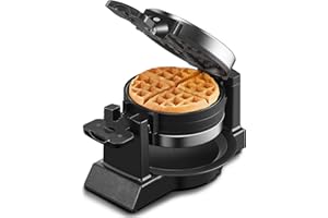 REEMIX Classic Waffle Iron, Double Belgian Waffle Maker 180°Flip, 1400W Waffle Iron 8 Slices, Rotating & Nonstick Plates with Removable Drip Tray, Cool Touch Handles, Stainless Steel (8 Slices)