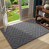 AROGAN Washable Indoor Door Mat Entrance, Low Profile Entry Rugs for Inside House Rubber Backing, Absorbent Muddy Shoe Dirt Doormat for Enterway, Floor Front Back Door(32x20 inches, Grey)