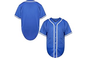 MESOSPERO Blank Jersey Plain Hipster Hip Hop for Men Button-Down Baseball Jersey Short Sleeve Shirt