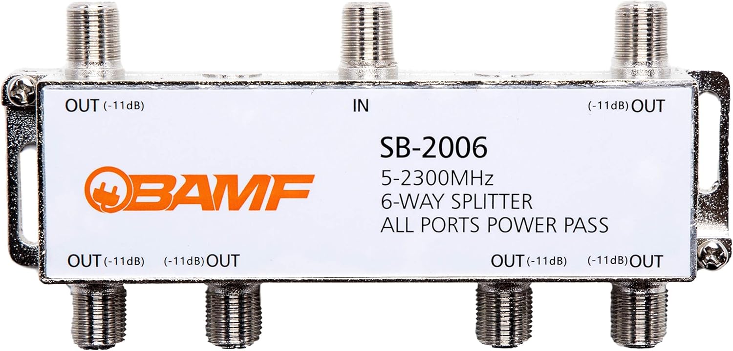 BAMF 6-Way Coax Cable Splitter Bi-Directional MoCA 5-2300MHz: Home Audio & Theater