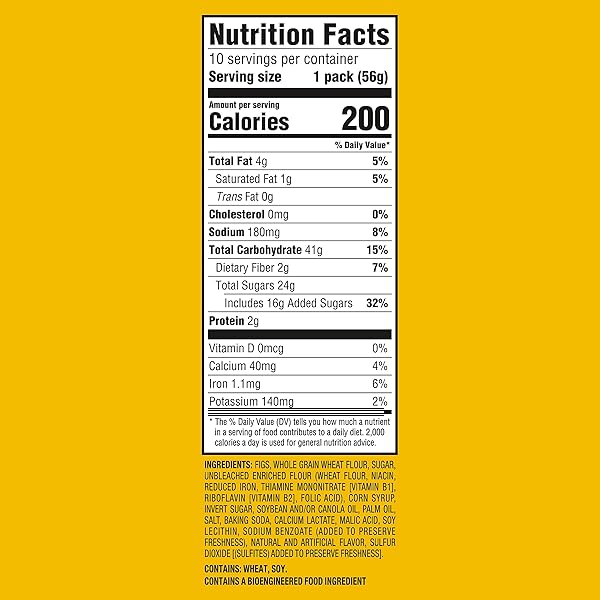 NEWTONS FIG BARS, SOFT FRUIT CHEWY COOKIES, 10 SNACK PACKS (2 COOKIES PER PACK)