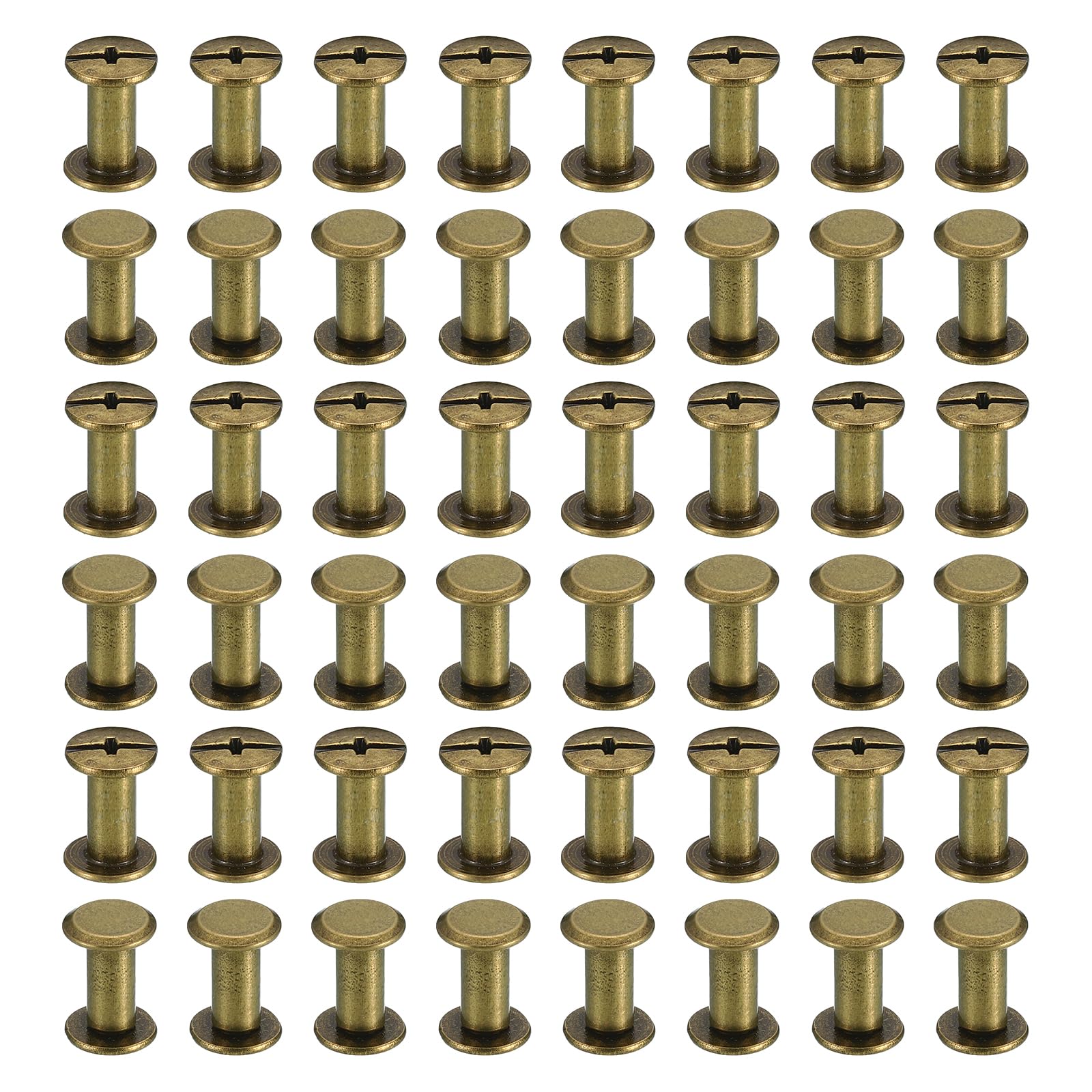 PATIKIL 50 Sets Chicago Screws, M5x12mm Chicago Screws Phillips Binding Post Screw Bolts Leather Rivets Fasteners Connectors Steel for Leather Belt Scrapbook Photo Albums, Brown