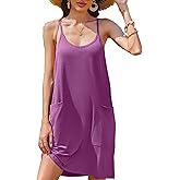 Zeagoo Womens V Neck Dress Summer Sleeveless Dresses Flowy Boho Beach Dress Casual Sundresses with Pockets for Women 2025, M Purple