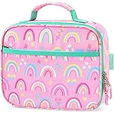 mibasies Kids Lunch Box for Girls Toddler, Insulated and Reusable Lunch Bag for School, Pink Rainbow