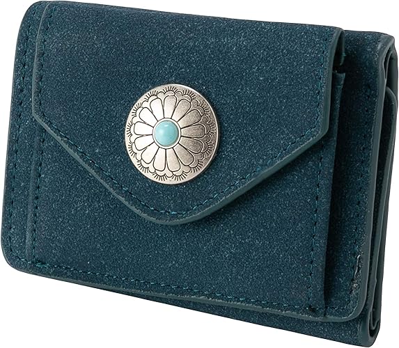 Amazon クロスマーベリー コンパクト ミニ 財布 コンチョボタン 小銭入れ お札入れ ウォレット カードポケット 小型 軽量 かわいい サイフ おしゃれ 大人 カジュアル シンプル レディース ガールズ 女性 R21 ダークブルー 財布