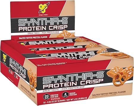 Amazon Co Jp Bsn Syntha 6 プロテインバー トフィープレッツェル 12 Bar 食品 飲料 お酒