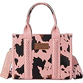 Wrangler Cow Print Tote Bag for Women Western Purse Boho Top Handle Satchel Handbag with Signature Strap