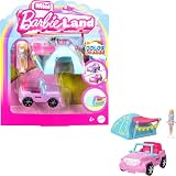 Barbie Mini BarbieLand Doll & Vehicle Set Color-Change SUV Tent HYF43