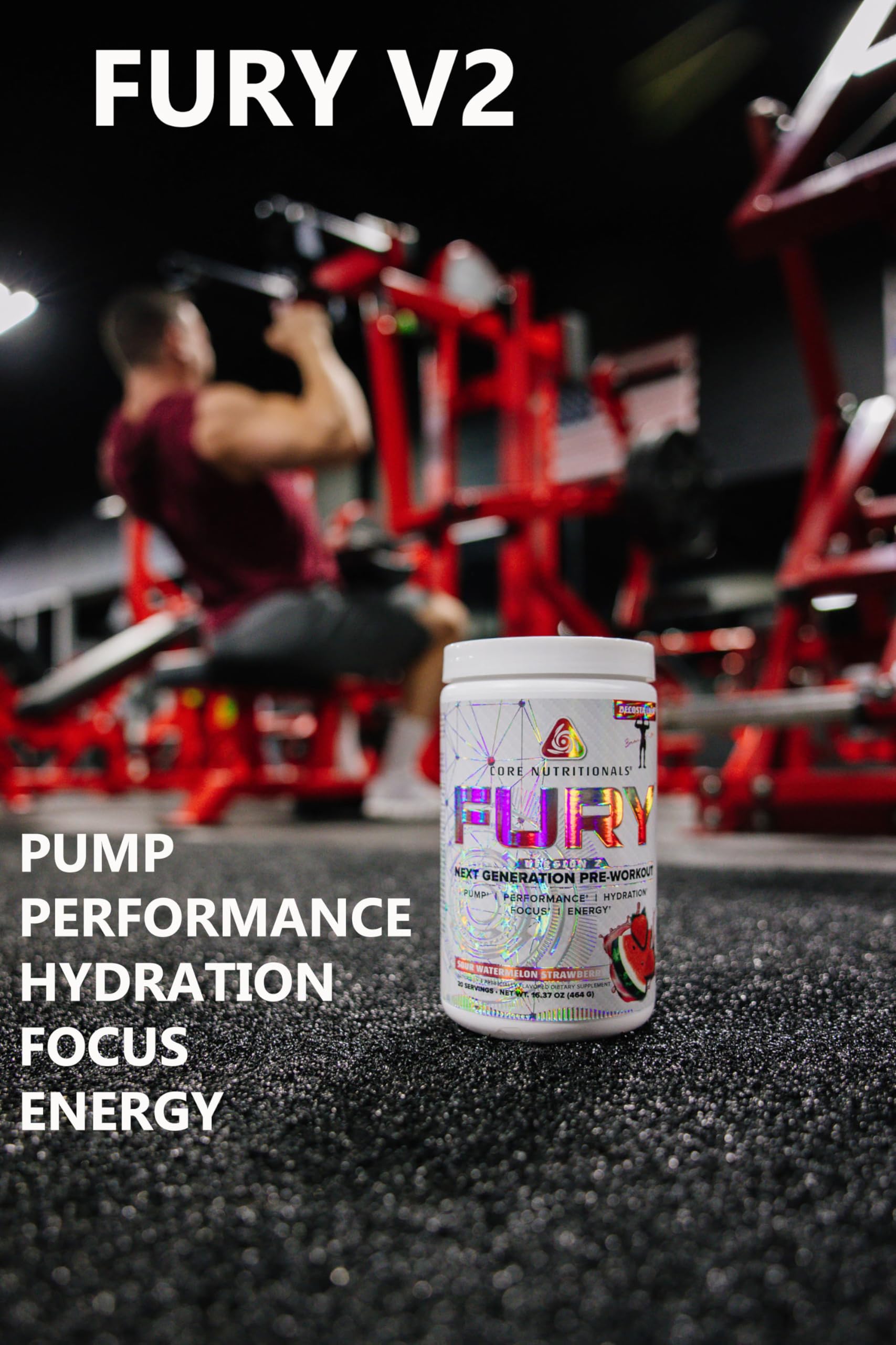 Core Nutritionals Fury V2: Pre-Workout Powder to Maximize Performance in The Gym W/Zum-XR® Caffeine, L-CItruline, and Alpha GPC (40 Scoops) (Strawberry Colada)