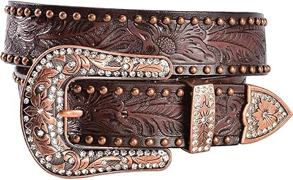 Amazon Angel Ranch 1 1 2インチ ダークブラウン レディース ウエスタンファッションベルト ベルト 通販