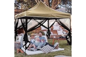 Gazebo Mosquito Net, OKYUK 2024 Gazebo Universal Replacement Mosquito Netting, Outdoor Canopy 4-Panel Screen Walls with Zipper for 10' x 10' Gazebo, Garden, Patio, Backyard (Mosquito Net Only, Black)