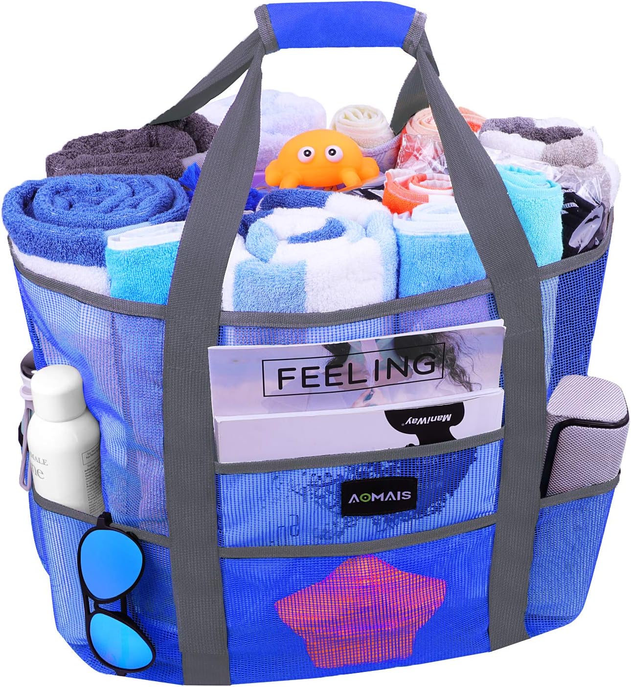 Mesh Beach Bags and Totes for Women, MAX Capacity 35L/150lbs Durable Toy Tote Bag for Beach, Picnic