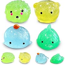 Amazon.com: 4 Pcs Jumbo Glitter Mochi Squishy Toys for Kids Party ...