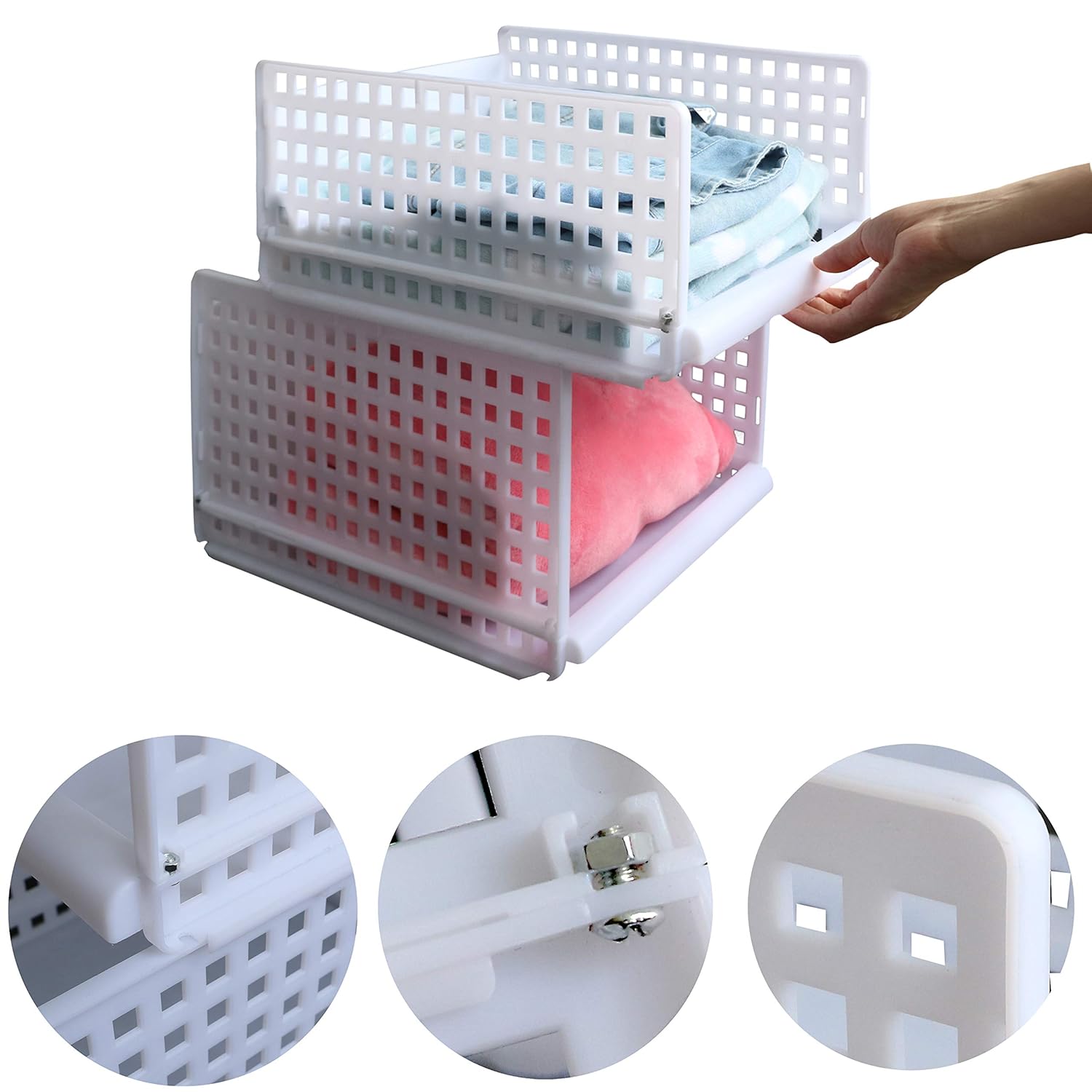 organizador de armario apilable color blanco Blanco Organizador de