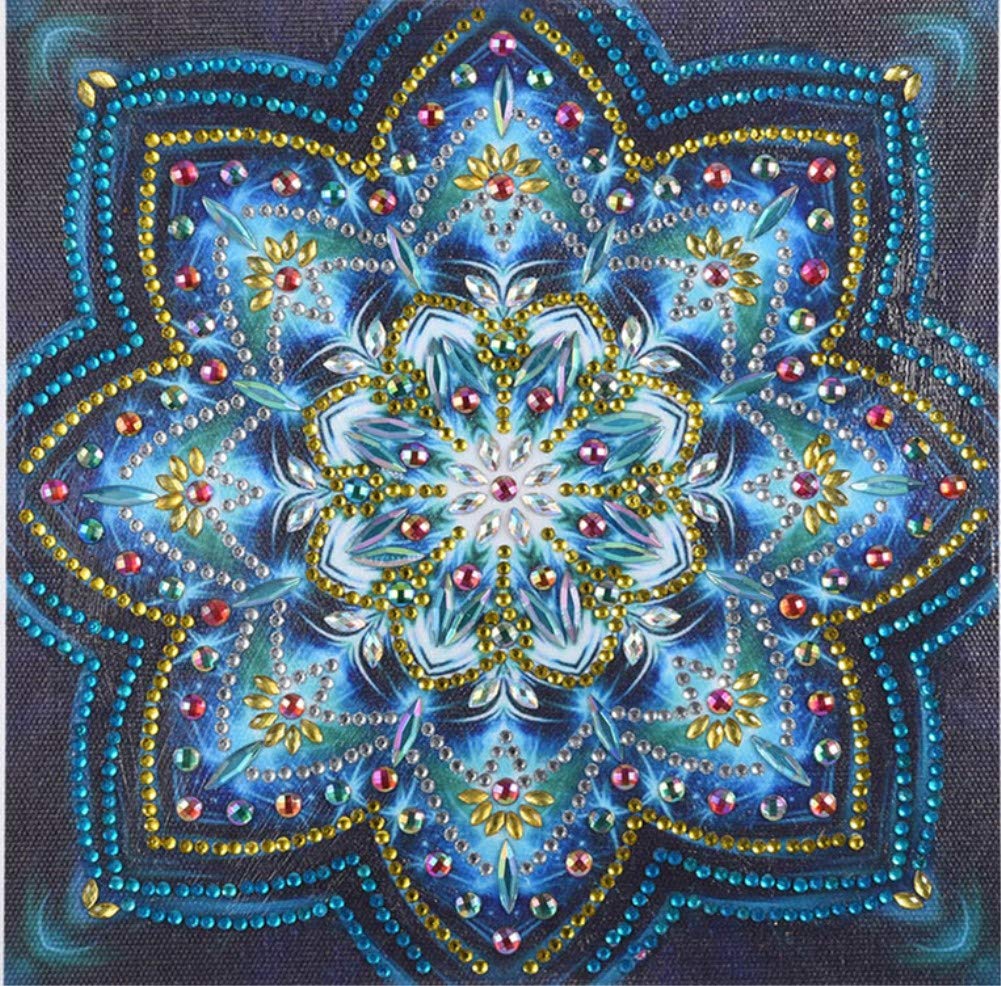 ABEUTY Diamond Painting Special Shaped Drills Kits, Green Mandala Flowers 5D DIY Diamond Art 25x25cm Mosaic Kit (Mandala)