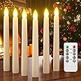 PChero Flameless Candles with Remote Timer, 7.9" Ivory Battery Operated LED Taper Dripless Floating Flickering Candles for Wedding Halloween Thanksgiving Christmas Themed Party Valentines Decorations