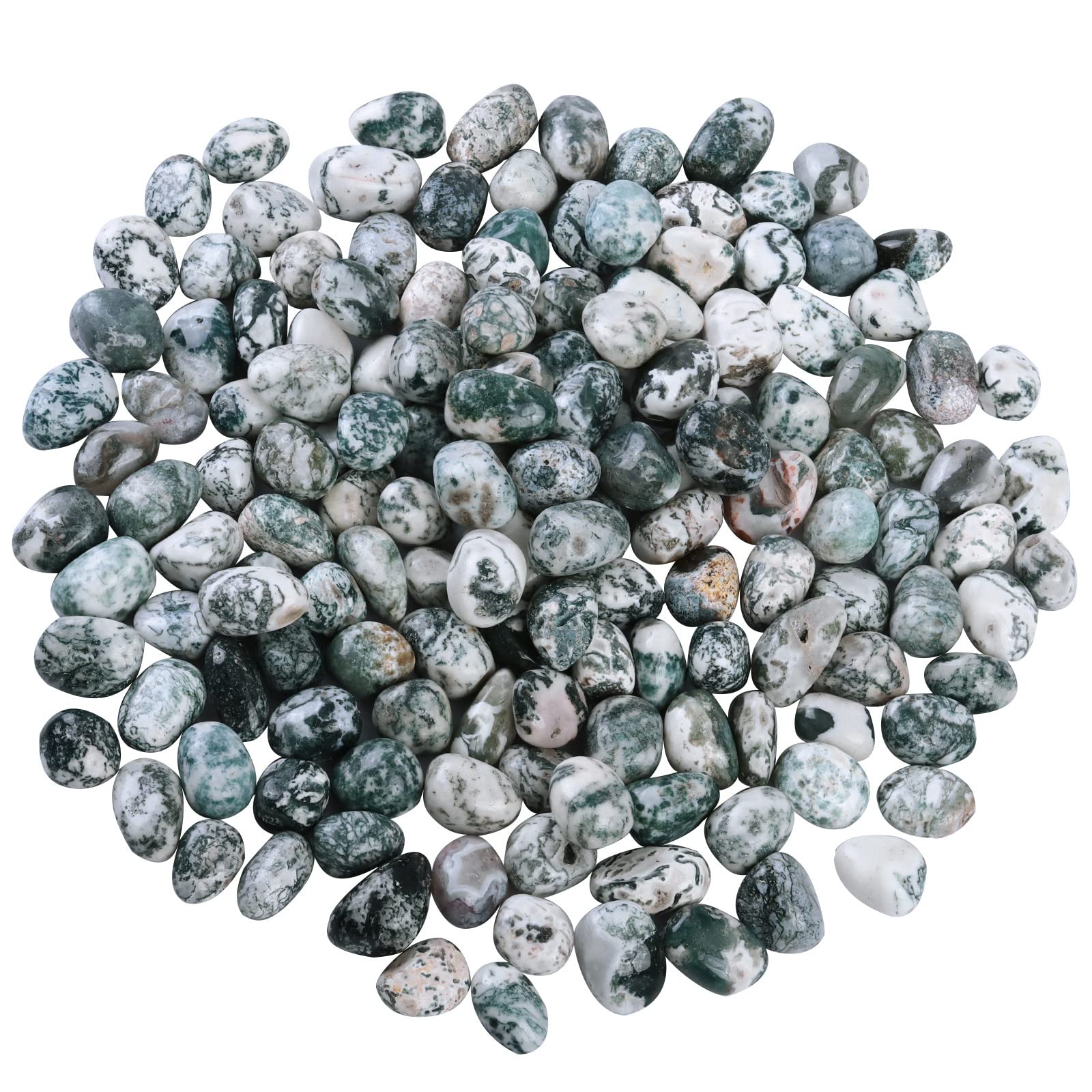 mookaitedecor 1lb/460g Dendritic Agate Tumble Stones and Crystals Bulk Irregular Rocks Decorative Stones for Plant Pot Fish Tank Vase Bonsai Home Decor Reiki Healing Crystals for Wire Wrapping Craft