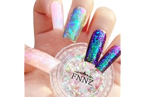 FNNZ Unicorn Chameleon Flake, Aurora Unichrome Mermaid Iridescent Nail Foil Confetti Opal Nail Art Glitter Sequins Decoration for Home DIY Nail Salon Manicure - Mystical Forest