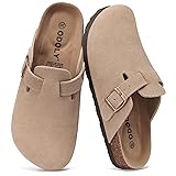ODOLY Genuine Suede Clogs for Women Men Soft Cork