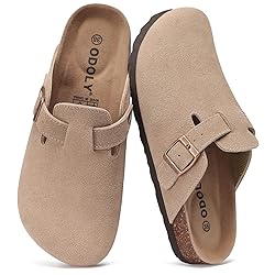 ODOLY Genuine Suede Clogs for Women Men Soft Cork