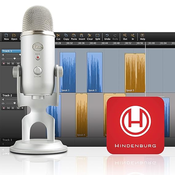 Blue Yeti Silver + Hindenburg Journalist Software Podcaster Bundle