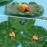 FFWHKON 22Pcs Lily Pad and Plastic Frog Set 12 Frogs 10 Lotus Leaves for Pond view 8