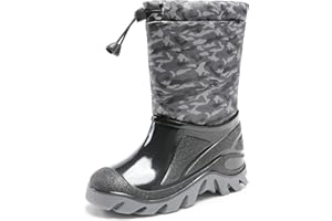 DREAM PAIRS Boys Snow Boots Waterproof Camouflage Slip Resistant Mid Calf Faux Fur Lining Outdoor Muck Winter Shoes for Little/Big Kids
