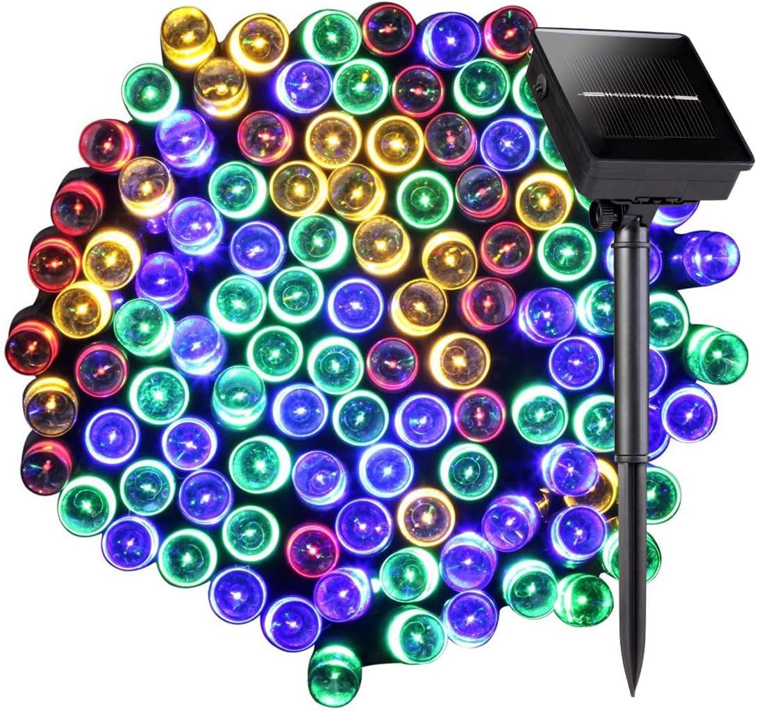 Outdoor String Lights 100 LED 8 Modes, Satu Brown 39ft 12M Garden/Party/Fairy Solar LED Lighting for Christmas Tree, Patio, Yard, Camping, Path (Multi-Color)