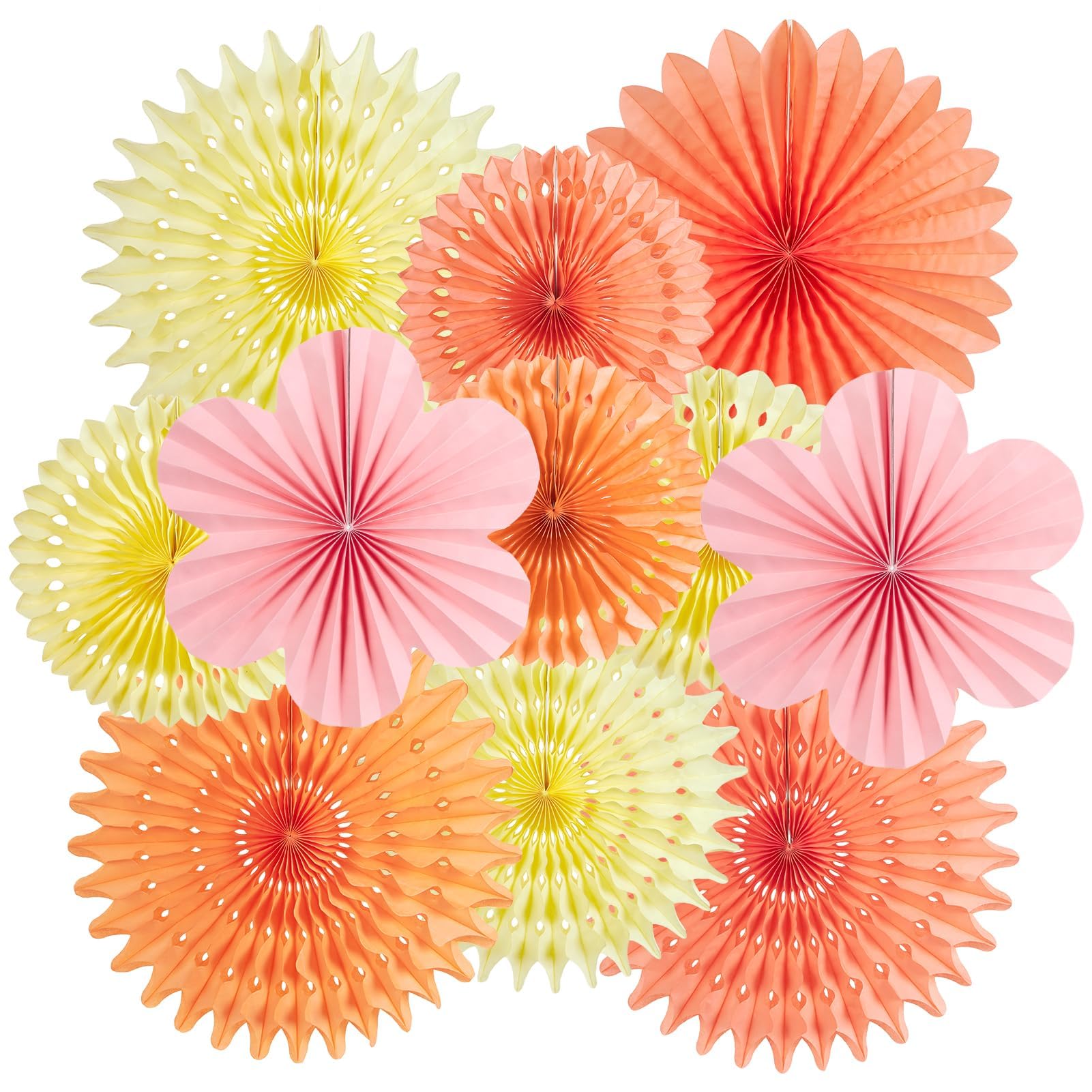 EASY JOY Spring Paper Flower Party Decorations 11 Pcs Orange Yellow Tissue Paper Flowers Floral Decorations for Hanging Wall Decor Wildflower Party Decorations for Wedding Garden