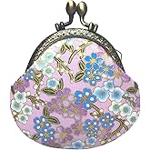 POPUCT Small Vintage Cotton Kiss-lock Coin Purse Buckle Wallet for Women(purple)