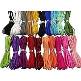 Pamir Tong 100 Yards Multi-Color Suede Leather Cords Leather Lace Flat Faux Suede Cord String Thread Velvet Cord for Necklace, Bracelet, Beading and DIY Crafts 20 Colors