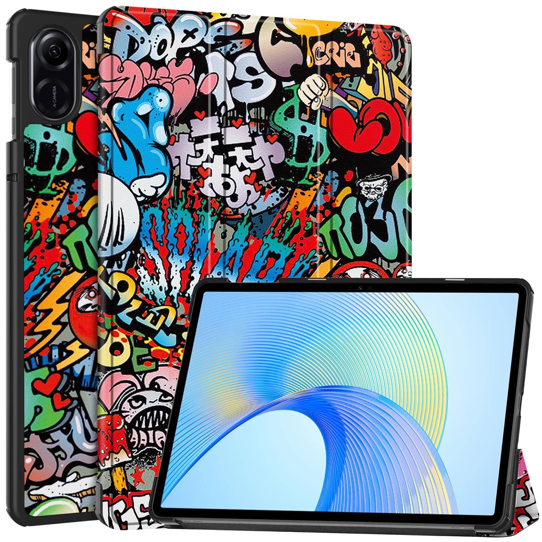 Honor Pad X9 / Honor Pad X8 Pro Tablet Case 2023 11.5-Inch, Cute Slim PU Leather Trifold Stand Smart Cover Flip Shockproof Shell for Honor Pad X9 / X8 Pro Case with Auto Sleep/Wake, Monster