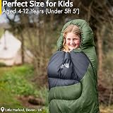 Trail Outdoor Kids Sleeping Bag Mummy 3 Season 170cm Khaki with Rucksack view 2