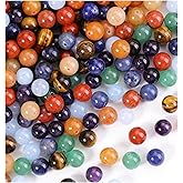 Jovivi 7 Chakras Natural Stone Beads Colorful 100pcs 8mm Mixed Energy Healing Crystals Polished Round Gemstone Beads,Genuine Real Stone Beads for Bracelet Necklace Jewelry Making